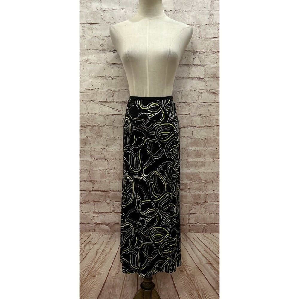Diane von Furstenberg Womens Midi Charleston Pencil Skirt Black Side Slit Size M
